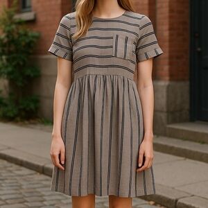 Broadway & Broome Striped Linen Blend Dress